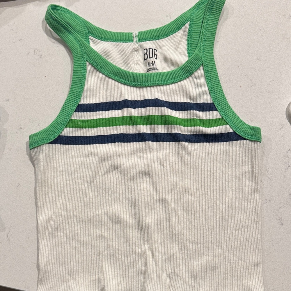 BDG Kids Green and Blue Striped Tank Top